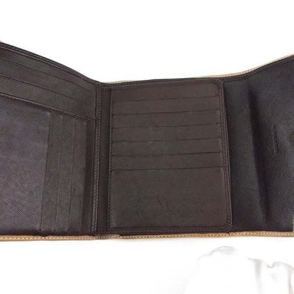 CELINE tri-fold wallet macadam beige PVC �~ leather Authentic  used - Picture 6 of 8